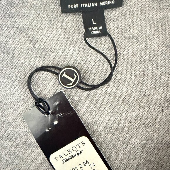 Talbots Medium Gray Lightweight Merino Wool  Size L Button Up Cardigan - NWT - Picture 5 of 7